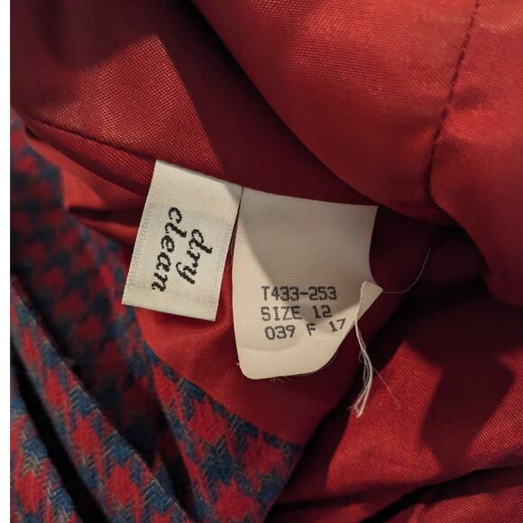 Pendleton Vintage Red Houndstooth Pure Virgin Wool Blazer Size 12 - Picture 5 of 5